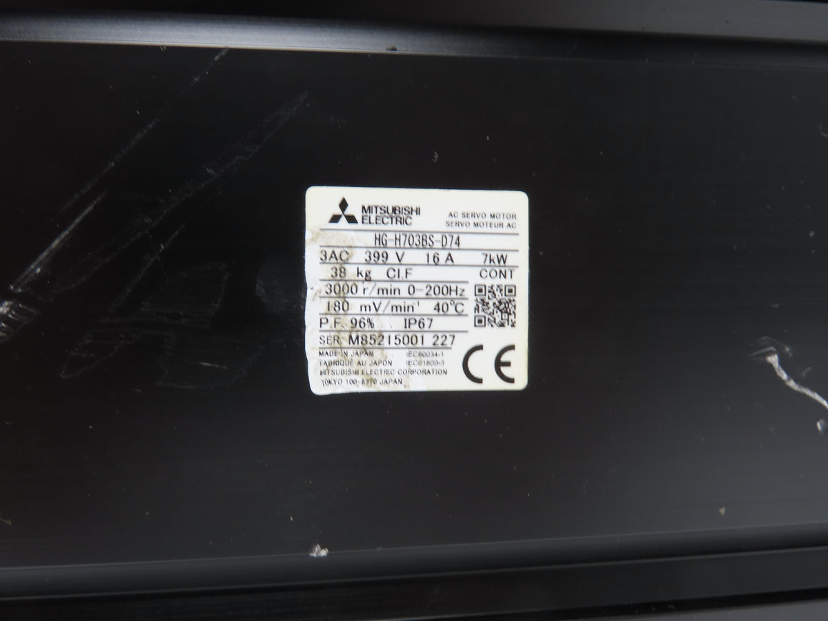 Mitsubishi HG-H703BS-D74 Servo Motor 7kW 3000 RPM 399V 3PH Encoder OSA676S5AS