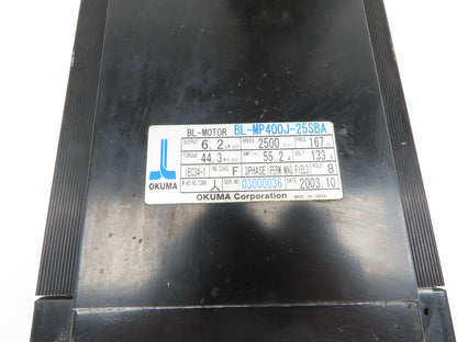 Okuma BL-MP400J-25SBA Servo Motor 6.2kw 2500 RPM 133V 3PH Encoder ER-JG-7200D