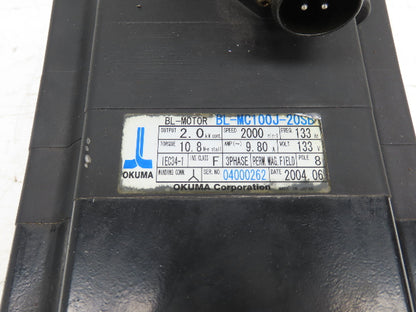 Okuma BL-MC100J-20SB Servo Motor 2kw 2000 RPM 133V 3PH Encoder ER-JG-7200D