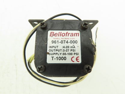 Bellofram 961-074-000 Pressure Transducer T-1000 I/P 4-20mA 3-27psi