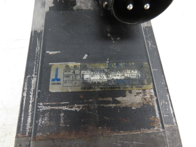 Okuma BL-MC140J-30S Servo Motor 4.3kw 3000 RPM 133V 3PH Encoder ER-JF-7200D