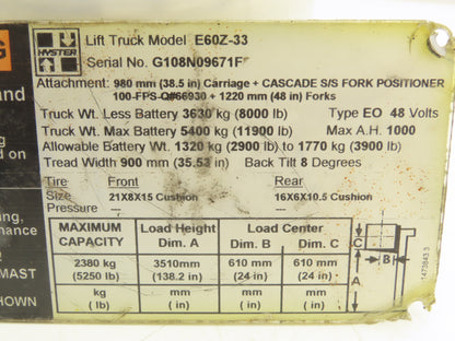 Hyster 8541084 Forklift V104 Hydraulic Control Module Rev 2 Off E60Z-33