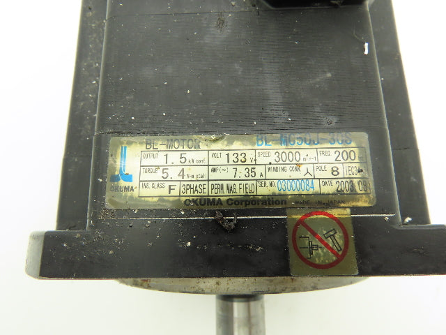 Okuma BL-MC50J-30S Servo Motor 1.5kw 3000 RPM 133V 3PH Encoder ER-JF-7200D