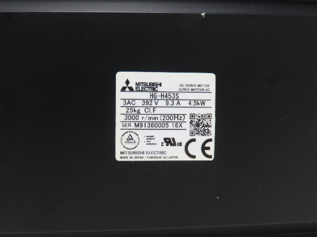 Mitsubishi HG-H453S AC Servo Motor 4.5kW 3000 RPM 392V 3PH Encoder OSA676S5AS