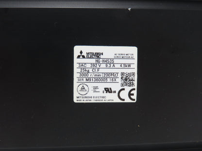 Mitsubishi HG-H453S AC Servo Motor 4.5kW 3000 RPM 392V 3PH Encoder OSA676S5AS