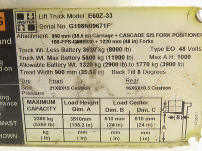 Danaher ACS4820-700C AC SuperDrive Forklift Motor Controller 48V Off E60Z-33