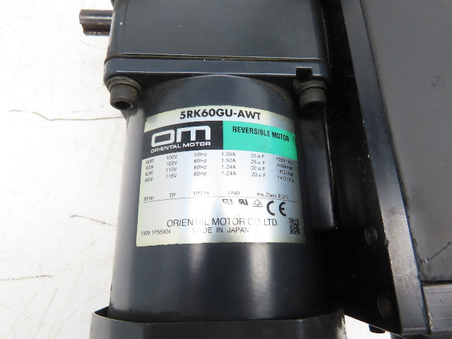 Oriental Motor 5RK60GU-AWT 120:1 Reversible Gearmotor 115V CC1 Controller Box