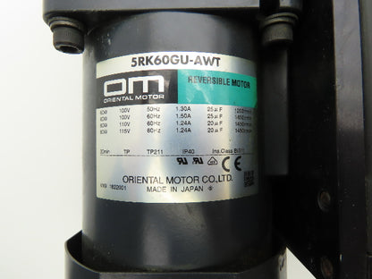 Oriental Motor 5RK60GU-AWT 120:1 Reversible Gearmotor 115V CC1 Controller