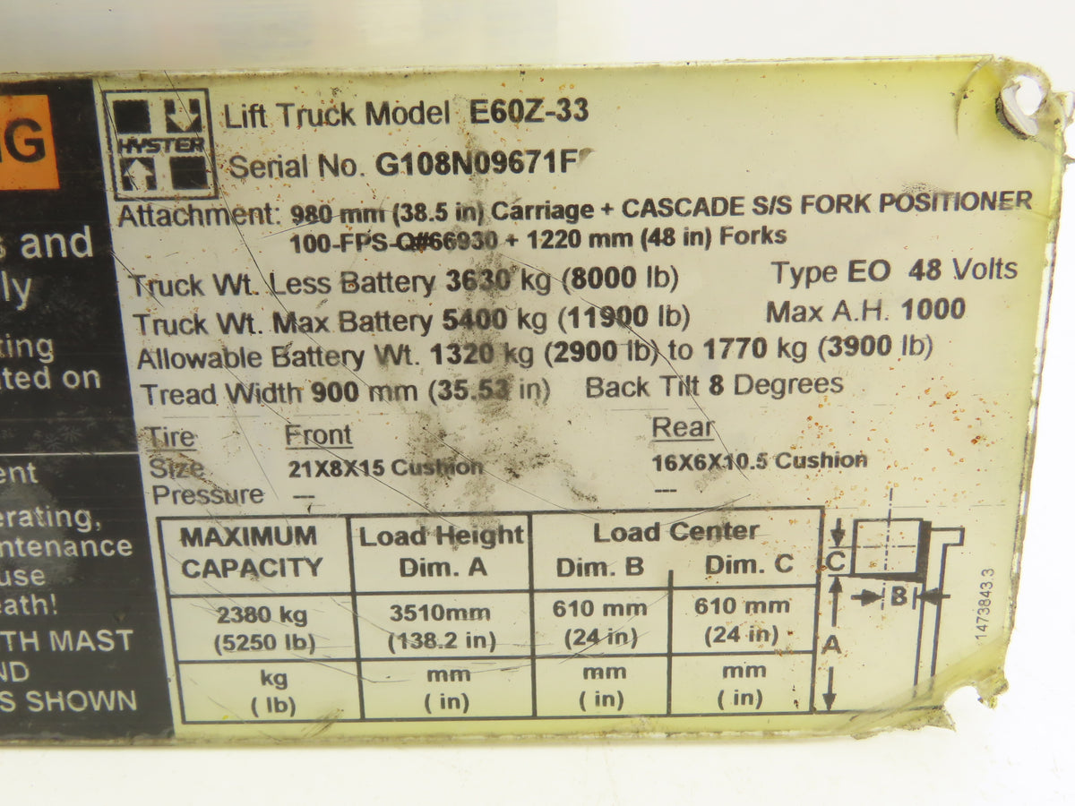 Hyster 8522394 Electric Forklift Hydraulic Pump Steering Motor 48V 1.5kW 8620616