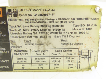 Yale CP430-1 Electric Forklift Motor Contactor Control Assembly Off E60Z-33