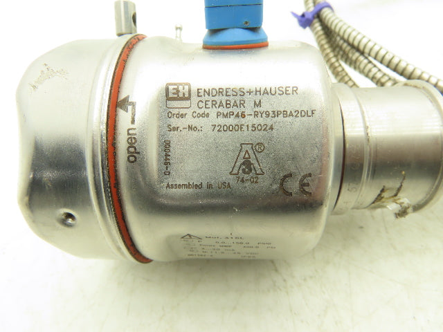 Endress & Hauser PMP46-RY93PBA2DLF Pressure Transmitter CERBAR M 10' Capillary