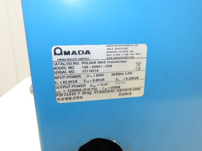 Amada Pulsar 9000 Spot Welding Power Transformer 132000A 15V 62.2kva