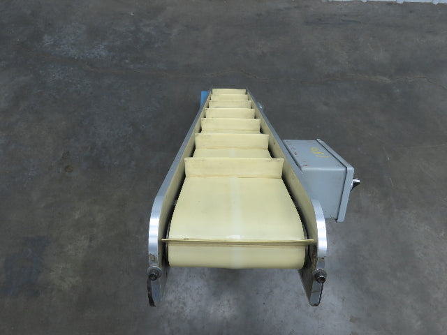 6"x 48"L Incline Parts Conveyor Cleated Belt 150mm 115V 1PH 20FPM 37"H Aluminum