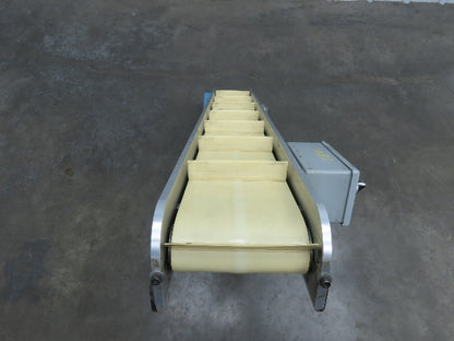 6"x 48"L Incline Parts Conveyor Cleated Belt 150mm 115V 1PH 20FPM 37"H Aluminum