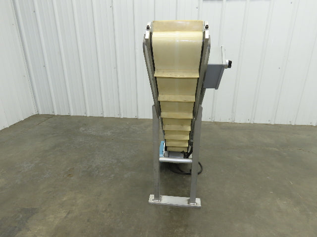 6"x 48"L Incline Parts Conveyor Cleated Belt 150mm 115V 1PH 20FPM 37"H Aluminum