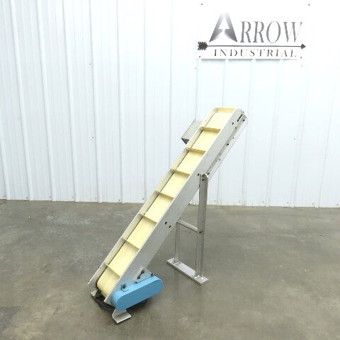 6"x 48"L Incline Parts Conveyor Cleated Belt 150mm 115V 1PH 20FPM 37"H Aluminum