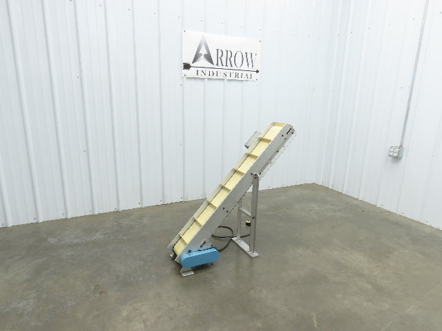 6"x 48"L Incline Parts Conveyor Cleated Belt 150mm 115V 1PH 20FPM 37"H Aluminum