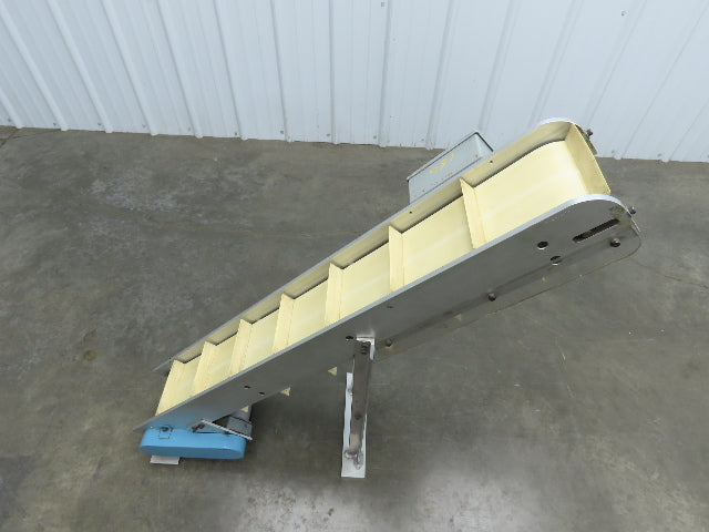 6"x 48"L Incline Parts Conveyor Cleated Belt 150mm 115V 1PH 20FPM 37"H Aluminum