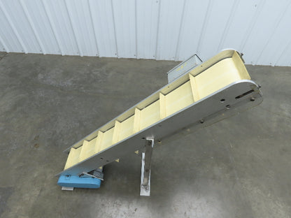 6"x 48"L Incline Parts Conveyor Cleated Belt 150mm 115V 1PH 20FPM 37"H Aluminum