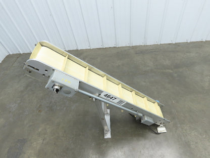 6"x 48"L Incline Parts Conveyor Cleated Belt 150mm 115V 1PH 20FPM 37"H Aluminum