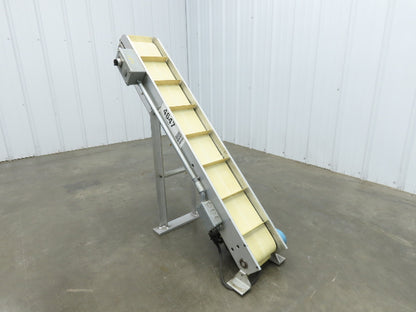 6"x 48"L Incline Parts Conveyor Cleated Belt 150mm 115V 1PH 20FPM 37"H Aluminum