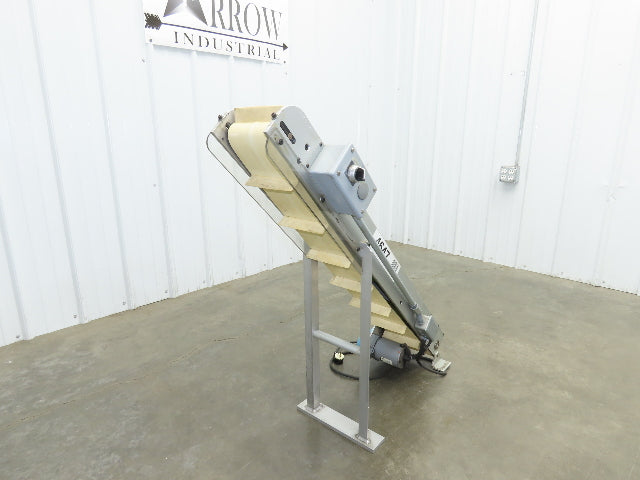 6"x 48"L Incline Parts Conveyor Cleated Belt 150mm 115V 1PH 20FPM 37"H Aluminum