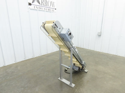 6"x 48"L Incline Parts Conveyor Cleated Belt 150mm 115V 1PH 20FPM 37"H Aluminum