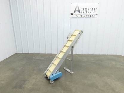 6"x 48"L Incline Parts Conveyor Cleated Belt 150mm 115V 1PH 20FPM 37"H Aluminum