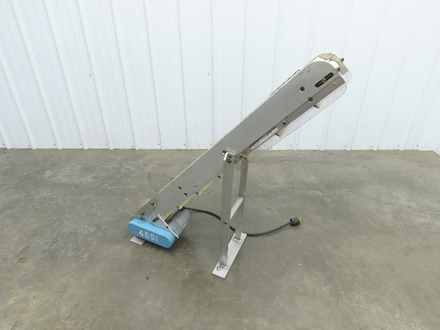 6"x 48"L Incline Parts Conveyor Cleated Belt 150mm 115V 1PH 10 FPM 37"H Aluminum