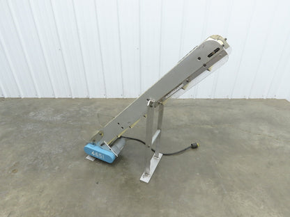 6"x 48"L Incline Parts Conveyor Cleated Belt 150mm 115V 1PH 10 FPM 37"H Aluminum