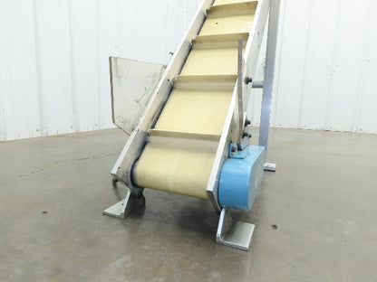 6"x 48"L Incline Parts Conveyor Cleated Belt 150mm 115V 1PH 10 FPM 37"H Aluminum