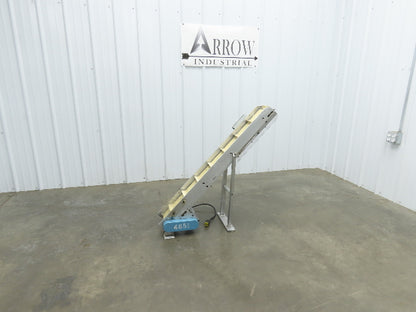 6"x 48"L Incline Parts Conveyor Cleated Belt 150mm 115V 1PH 10 FPM 37"H Aluminum