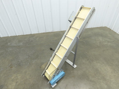 6"x 48"L Incline Parts Conveyor Cleated Belt 150mm 115V 1PH 10 FPM 37"H Aluminum