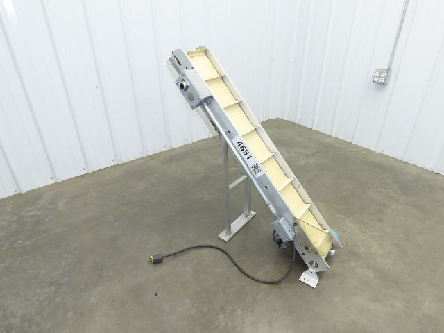 6"x 48"L Incline Parts Conveyor Cleated Belt 150mm 115V 1PH 10 FPM 37"H Aluminum