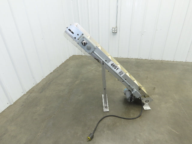6"x 48"L Incline Parts Conveyor Cleated Belt 150mm 115V 1PH 10 FPM 37"H Aluminum