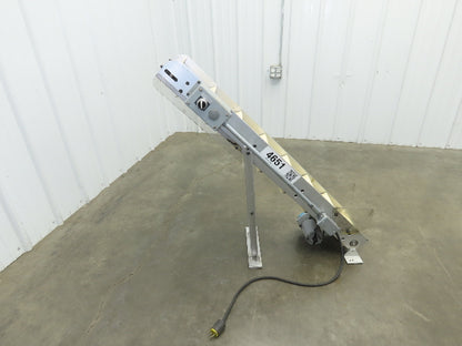 6"x 48"L Incline Parts Conveyor Cleated Belt 150mm 115V 1PH 10 FPM 37"H Aluminum