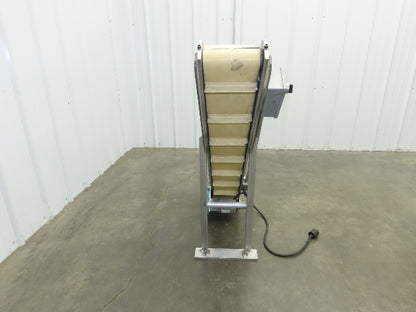 6"x 48"L Incline Parts Conveyor Cleated Belt 150mm 115V 1PH 10 FPM 37"H Aluminum