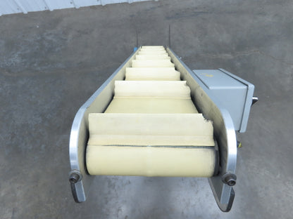6"x 48"L Incline Parts Conveyor Cleated Belt 150mm 115V 1PH 10 FPM 37"H Aluminum
