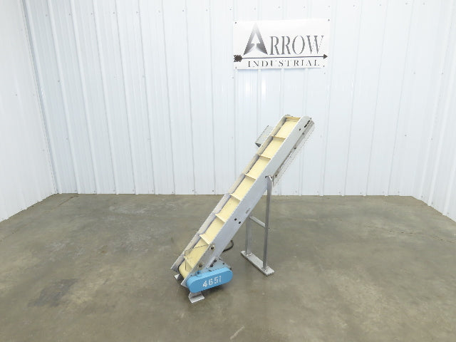 6"x 48"L Incline Parts Conveyor Cleated Belt 150mm 115V 1PH 10 FPM 37"H Aluminum
