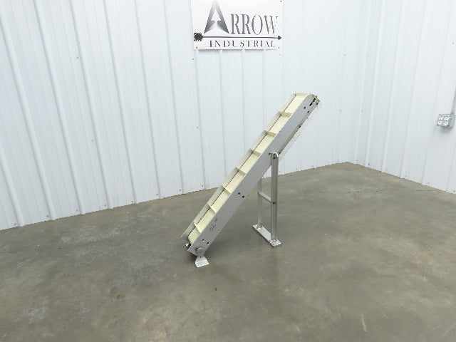6"x 48"L Incline Parts Conveyor Cleated Belt 150mm 37"H Aluminum *No Drive Motor