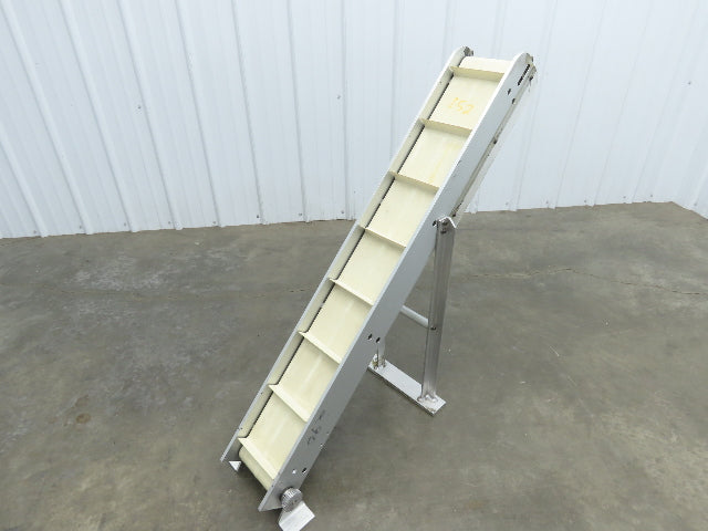 6"x 48"L Incline Parts Conveyor Cleated Belt 150mm 37"H Aluminum *No Drive Motor