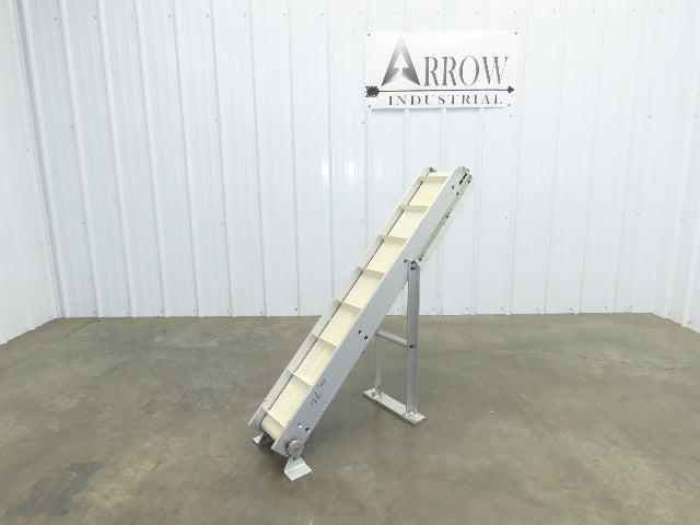 6"x 48"L Incline Parts Conveyor Cleated Belt 150mm 37"H Aluminum *No Drive Motor
