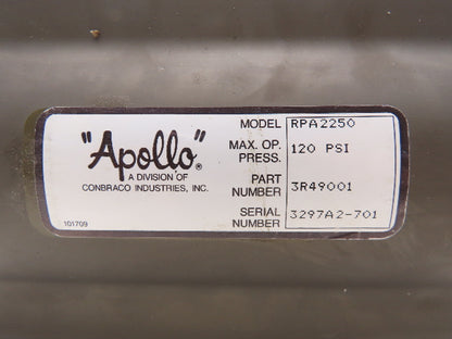 Conbraco Apollo RPA2250 Pneumatic Butterfly Valve Actuator 120psi
