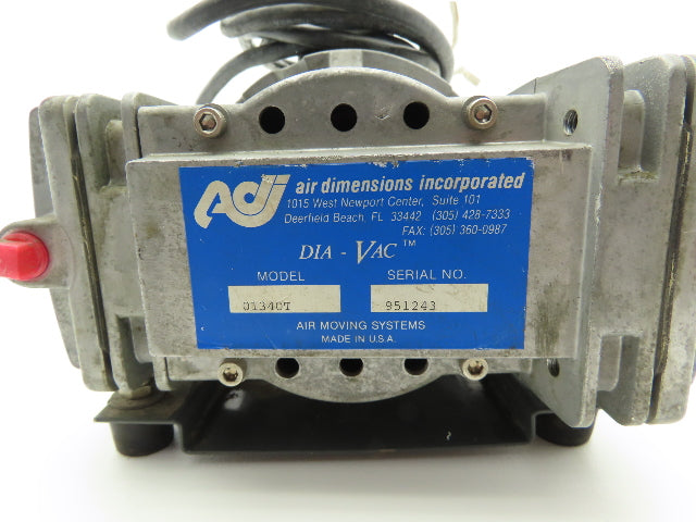Air Dimensions 01340T Dia-Vac Diaphragm Vacuum Pump Quad Head 115/230V 1PH