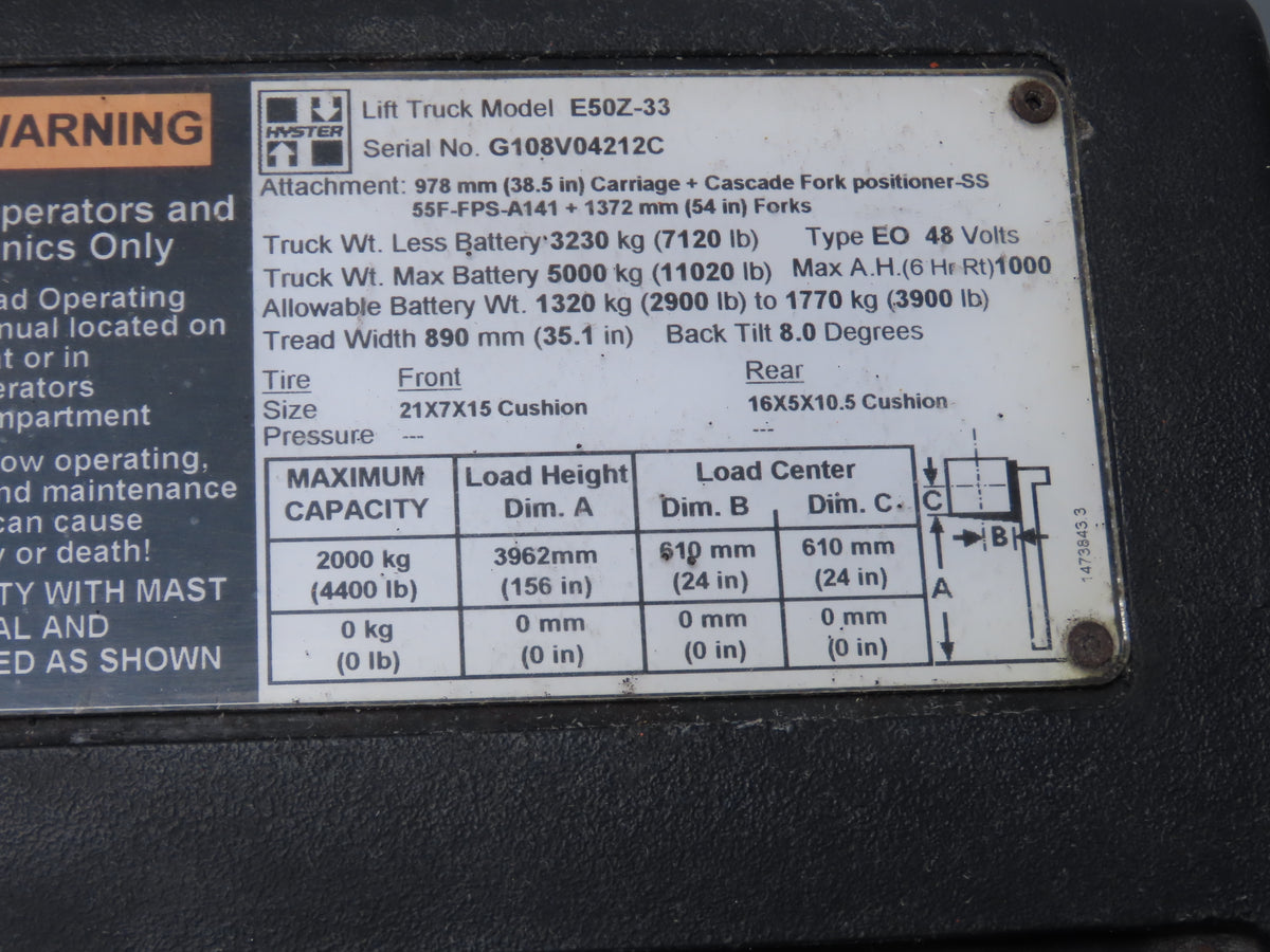 Hyster E50Z-33 Forklift Throttle Accelerator Pedal & Potentiometer