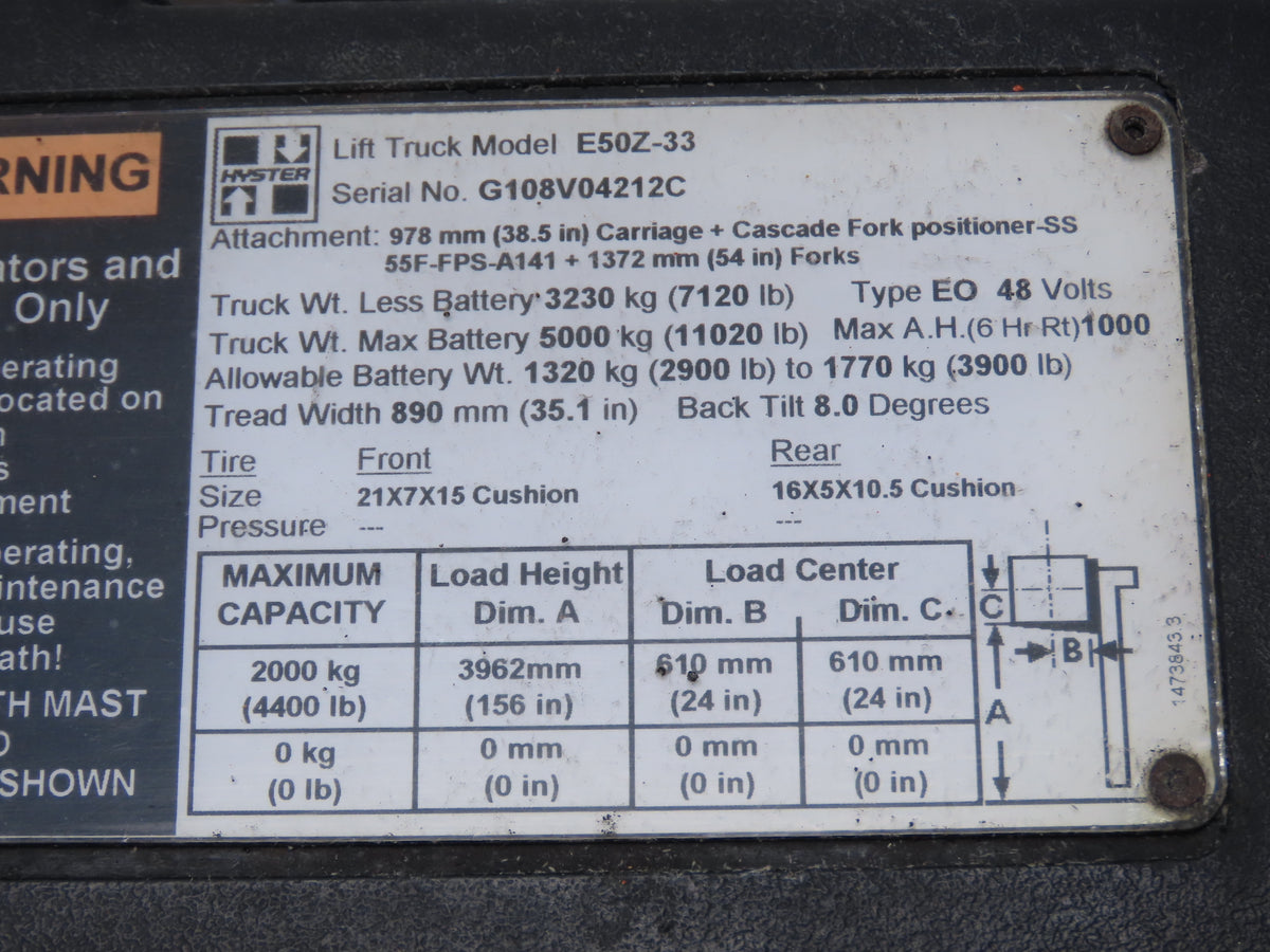 General Electric IC4486CNV4LF Forklift DC/DC Converter 48/12V Off Hyster E50Z-33