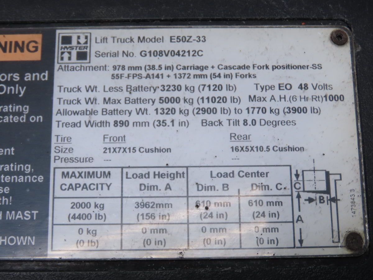 Husco 5000-C259 D Hydraulic 4-Spool Forklift Mast Control Valve Off E50Z-33