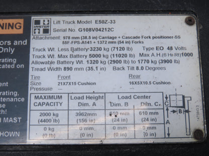 Husco 5000-C259 D Hydraulic 4-Spool Forklift Mast Control Valve Off E50Z-33