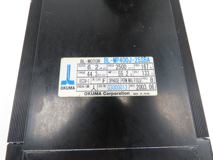 Okuma BL-MP400J-25SBA Servo Motor 6.2kw 2500 RPM 133V 3PH Encoder ER-MB-7200D