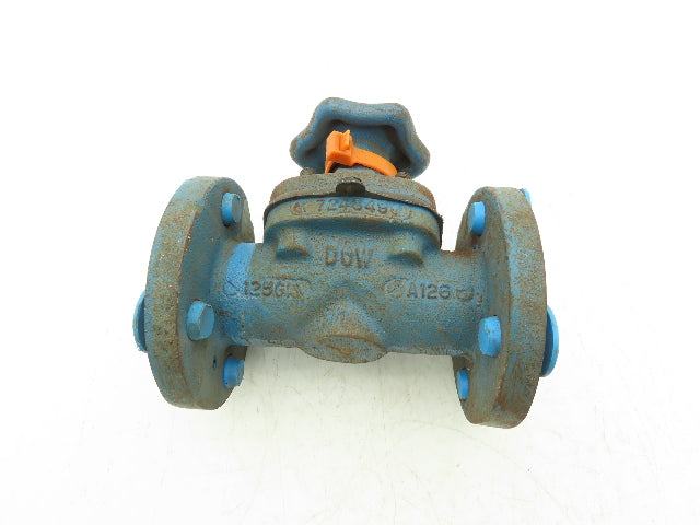 DOW PP-M 1" Manual Diaphragm Pinch Valve Orange Poly Lined Chemical Resistant
